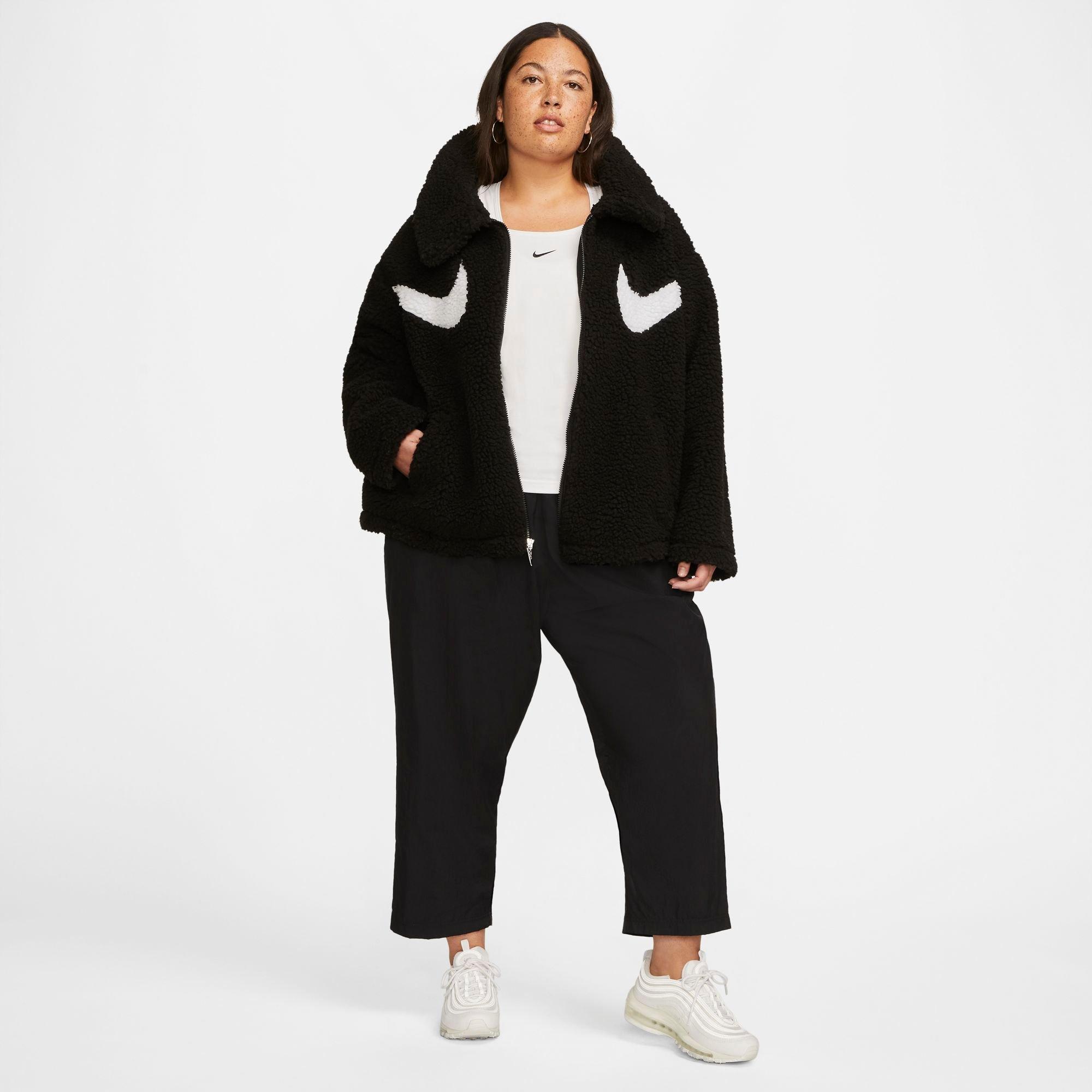 Nike Women's Sportswear Swoosh Sherpa Full-Zip Jacket - Black